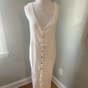 VTG Crinkle Maxi Dress button up front